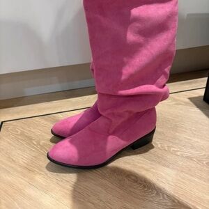 PINK Victoria's Secret Bold Pink Over the Knee Boots